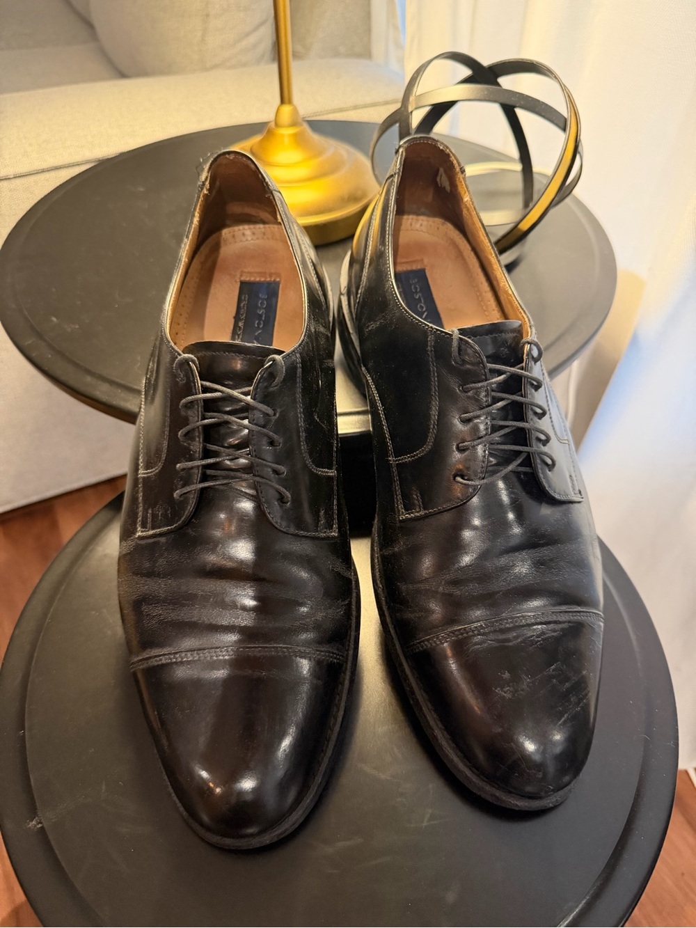 Men’s Bostonian Crown Windsor Leather Black Cap Toe Dress Shoes Size 13